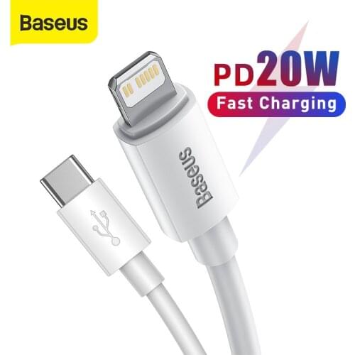 Baseus USB Type C Cable For iPhone 12 11 Pro Max 20W PD Fast Charge USB C to Lightning Cable For iPhone 8 Xr Charger Data Cable