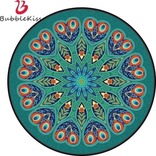 Bubble Kiss Fashion Round Carpet Vintage Mandala Flower Floor Rug Nordic Style Home Carpets For Living Room Area Rugs Home Decor