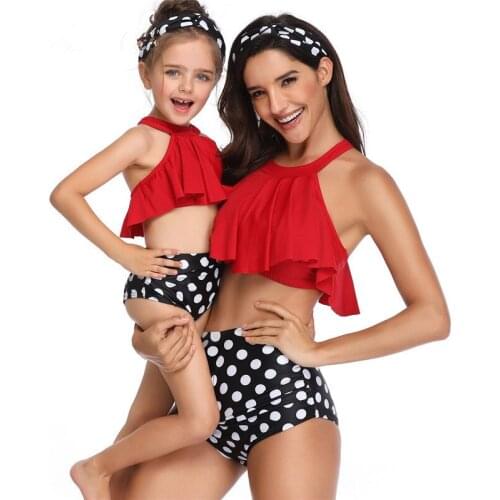 Mother and Daughter Swimsuit Mommy Swimwear Bikini Sets Brachwear Clothes Look Mom Baby Dresses Clothing Family Matching Outfits