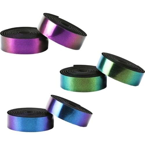 Bike Handlebar Tape Road Bicycle Chameleo Color Vibration Damping Anti-Vibration EVA PU Handle Bar Tape Cycling Wrap End Plug