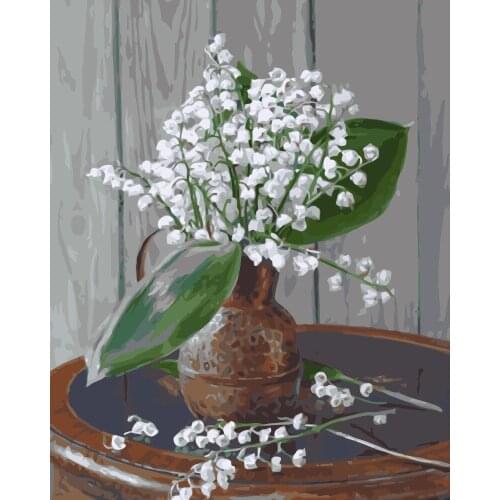 MaHuaf-i540 Lilies of the valley flowers DIY oil painting by numbers on canvas hand painted canvas oil painting for living room