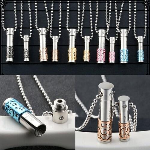 Lovers' Fashion Vintage Stainless Steel Chain BULLET Pill Ash Holder Perfume Box Memorial Cremation Urn Pendant Necklace Gifts