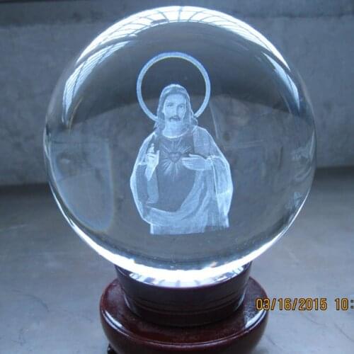 TOP GOOD Christianity Catholicism Religious HOME House Talisman 3D Crystal Jesus Christ ball statue Model