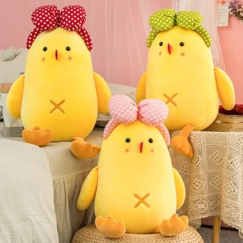 1pc 60-100CM Kawaii Cartoon Chicken Plush Toy Soft Stuffed Chick Doll Sleeping Pillow Birthday Gift For Children Kids Girl