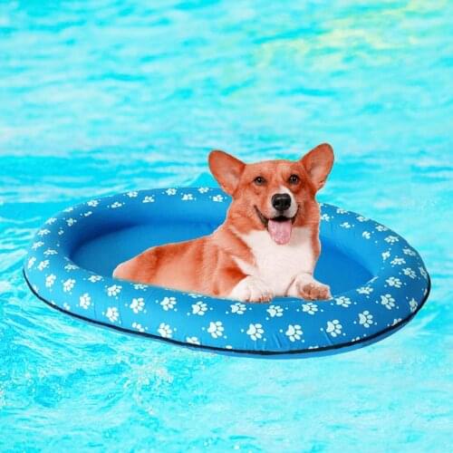 Footprint Inflatable Swimming Pool Pet Dogs Floating Raft Bed Water Play Cushion