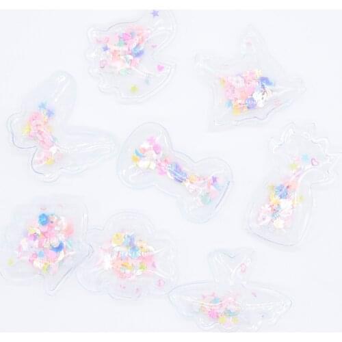 Filling Sequins Appliques Fox Butterfly Horse Ballet Skirt Clouds Pineapple Shells Bow Tie Patches for DIY Hair Clips Decor H12