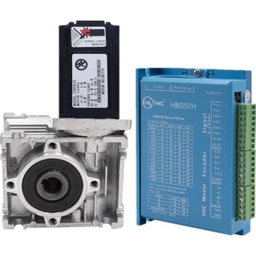 NEMA23 motor worm gearbox cnc kit NMRV030 Ratio 1:10/15/20/25/30/40/50 Geared+Closed loop motor 2.2N.m+ servo driver HBS57H