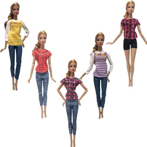 NK 5 Pcs/Set Doll Dress Skirt Handmade Clothes Fashion Outfit For Barbie Doll Accessories Child Toys Girls' Gift 21B 3X