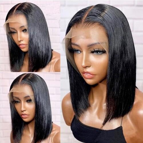 Straight Lace Front Short Bob Wig Synthetic Hair Straight Short Lace Wig Natural Hair Lace Front Bob Wig For Black Women