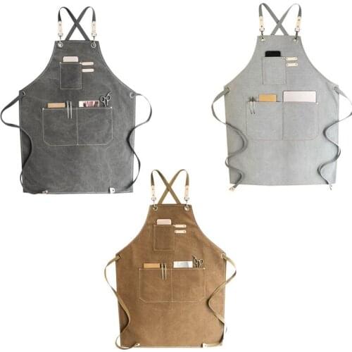 Barber Canvas Cook Apron Barista Bartender Chef Hairdressing Apron Catering Uniform Work Wear Anti-Dirty Overalls