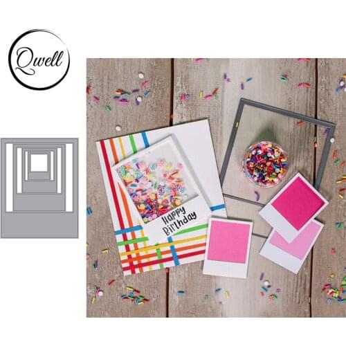 QWELL Layered Mixed Size Rectangle Frame Metal Cutting Dies Set DIY Scrapbooking Craft Paper Cards Album Decor Making Template