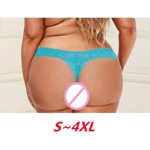 Plus Size Sexy Lace Thongs Womens Underwear Transparent Sheer Lace Briefs Knickers Sexy Thongs & Tangas Sexy Panties T-Back