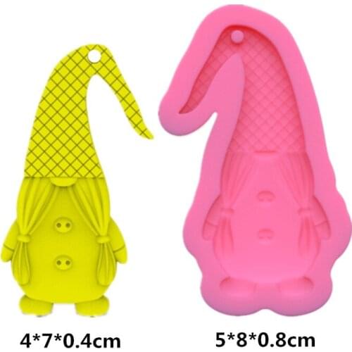 Santa Claus Epoxy Resin Keychain Mold with Holes DIY Pet Tag Chocolate Fudge Silicone Mold Handmade Jewelry Pendant Making Z55