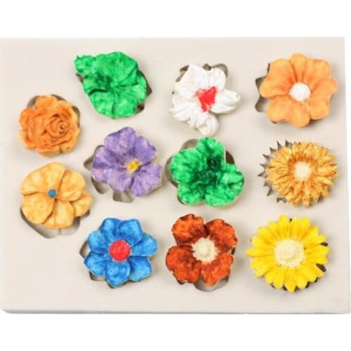 Sunflower Rose Flowers Shape Silicone Mold Cake Border DIY Decoration Chocolate Sugar Craft Polymer Clay Crafts 3D Mould Tools
