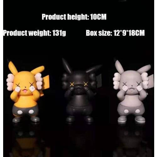 TAKARA TOMY Pokemon pikachu Tide brand KAW Yellow black gray Model figure Car decoration kids birthday toy Surprise gift