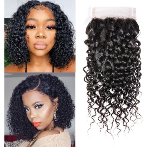Unice Jerry Curly Lace Closure Pre Plucked with Baby Hair Curly Lace Frontal Closure Human Hair Free Part Hand Tied Closure