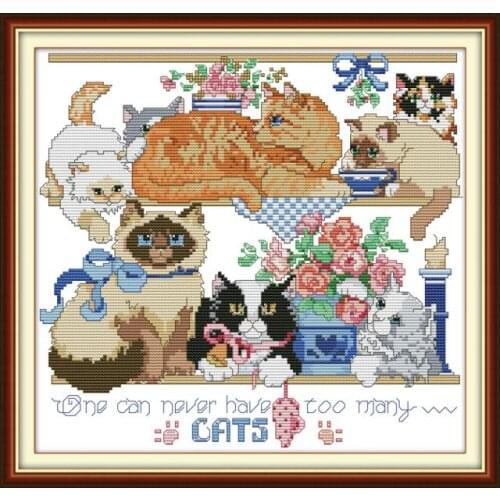 Eight kittens 3 cross stitch kit aida 14ct 11ct count print canvas cross stitches needlework embroidery DIY handmade