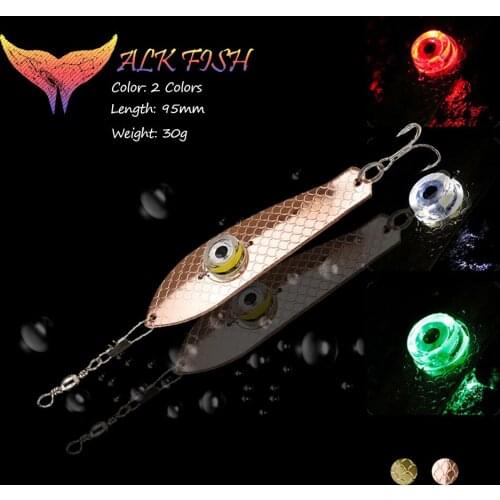 WALK FISH 1PCS Fishing Lure Light LED Fishing Lamp Luminous Lure Deep Underwater Eye Shape Fishing Bait Hook Fishing Squid Lure