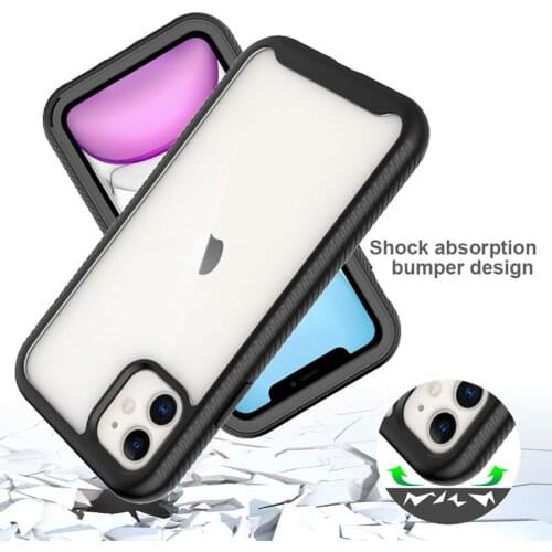 360 degree Armor Shockproof Phone Cases For iPhone 11 Pro Max XR XS Max 7 8 6 6s Plus X Soft 2 In 1Transparent Back Cover