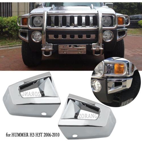 1 Pair Chrome Front Bumper Fog Lamp Cover Corner Covers for HUMMER H3 H3T 2006-2010 Trim Guard Chrome