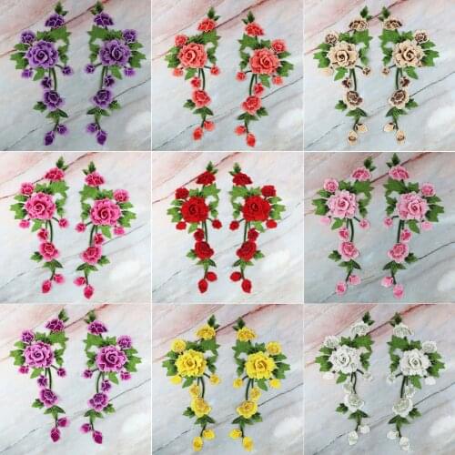 1Pc Flower Lace Fabric Embroidered Gown Appliques Collar Sew Patch For Wedding Decoration DIY