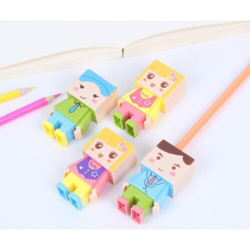 1pcs Creative cartoon cute villain DIY assembled pencil Sharpener Double hole with eraser