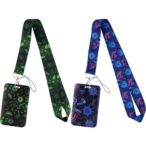 1pcs ZF3211 Biological Cell Bacteria Lanyard Card Holder Doctor Nurse Hanging Neck Phone Lanyard Badge Subway Access Card Holder