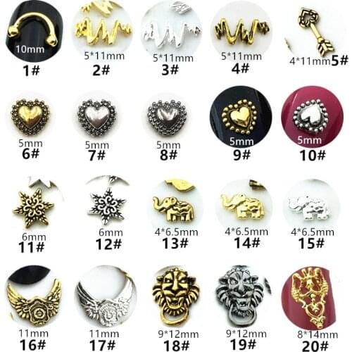 10pcs/lot Japan Korea 3D Nail Art Decorations Metal Kawaii Heart Arrow Elephant Nail Parts Alloy Nail Accessory Charm Nail Tips