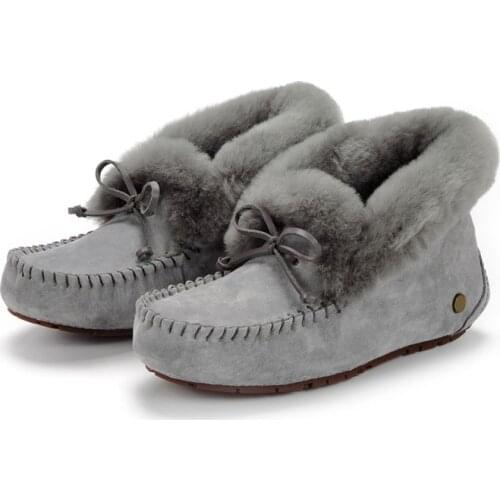 100% Genuine Leather waterproof women flat shoes comfortable winter warm natural fur snow shoes fashion non-slip women shoes