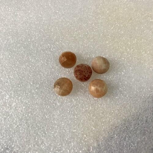 100% Natural Sun Stone Feldspar Bead Cabochn 8mm Faceted Round Gem Stone Cabochon Bead For jewelry making 5piece/pack