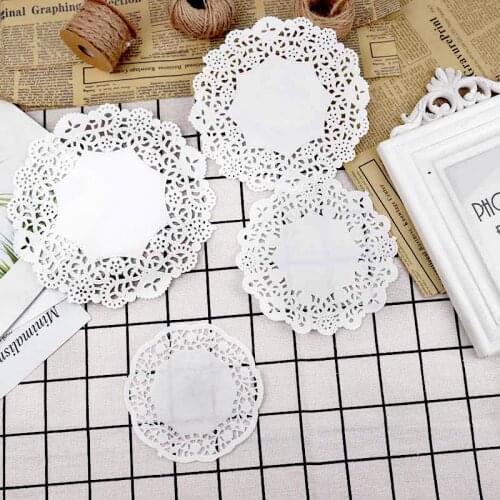 100pc Round White Lace Paper Doilies Placemats DIY Box Packaging Gift Wrap Paper Crafts For Wedding Party Favors Table Decor Mat