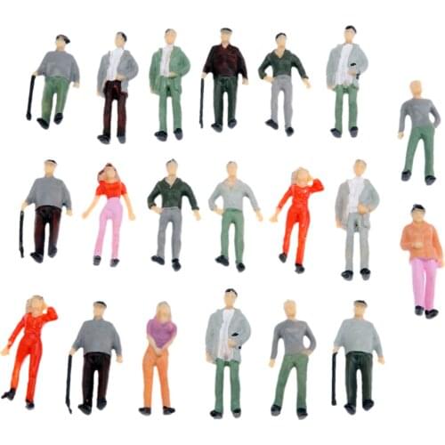 20pcs Model people 1:42 Multicolor Plastic 40mm/1.57inch Painted Figure Mini humans Building layout Scenes colorful Sit Stand