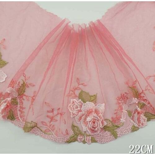 28Yards Peony Flower Lace Fabric Embroidered Mesh Tulle Trim Ribbon DIY Wedding Garment Sewing Craft Bra Underwear Accessories