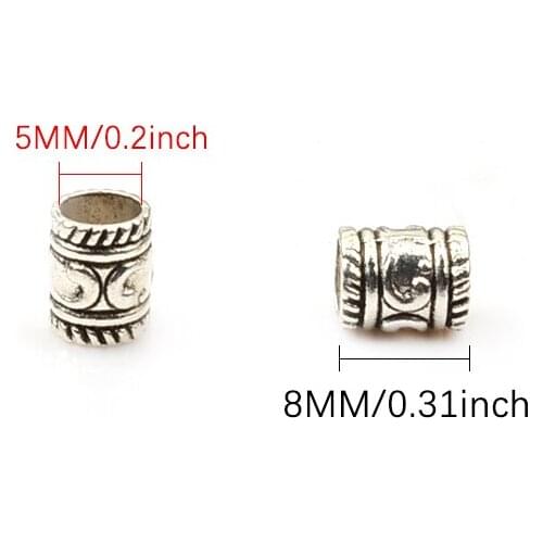 30pcs/lot 7x8mm Cylinder Vintage Tibetan Silver Plated Alloy Spacer Beads for Bracelet & Necklace Diy Jewelry Makings
