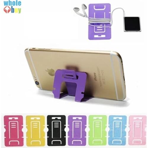 3000pcs/lot Candy Color Phone Holder Plastic Folding Dual Mobile Phone Universal Bracket for Samsung Iphone HTC Card Stand