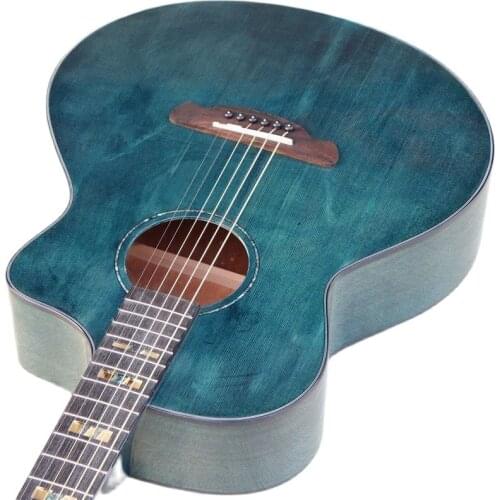 41 Inch 6 Strings Guitar Blue Electric Acoustic Guitar Wood Guitar Folk Guitar With Guitar Pickup With Stocks Bubble Hard Case