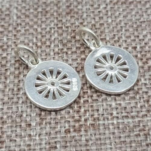 925 Sterling Silver Hollow Daisy Flower Disc Charms 2 Sided for Bracelet Necklace