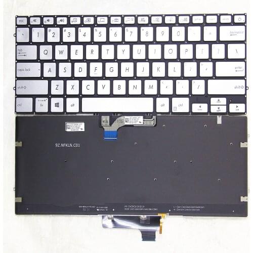 US For ASUS ZenBook 14 UX431 UX431FL X431 V431 K431 S431 UX431FA UX431FAC UX431FN UX431 English Laptop Backlit Silvery Keyboard