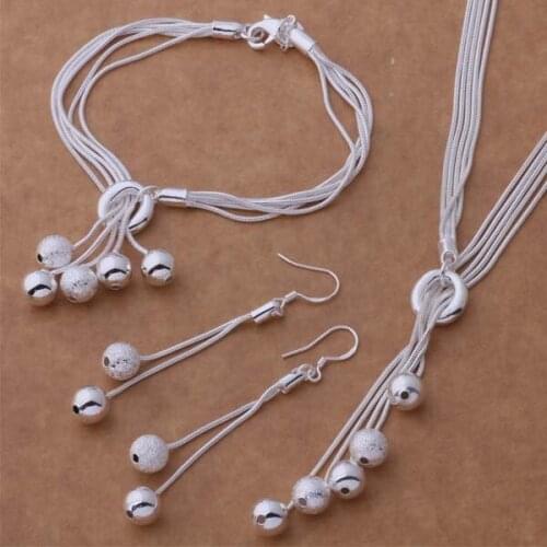 AS272 Hot 925 Free Shipping Silver Sterling Jewelry Sets Bracelet 011 + Necklace 494 + Earring 323 /bngakena Algajcna