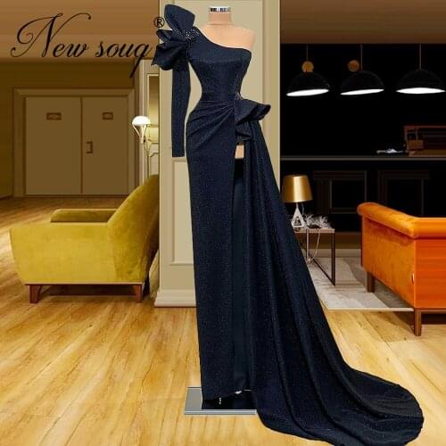Shiny High Split Slit Prom Dresses Robe De Soiree 2021 New Middle East Long Customized Evening Dresses Party Gowns For Weddings