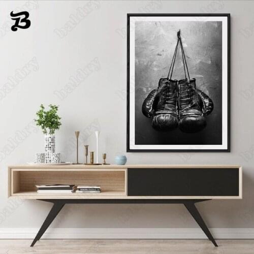 Boxing Gloves Vintage Canvas Picture Nordic Modern Wall Art Canvas Painting Poster and Print for Living Room Home Decoration