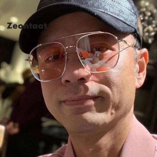 Oversized Square Sunglasses Women Vintage Brand Designer Pink Lens Sun Glasses Men Retro Big Yellow Glass UV400