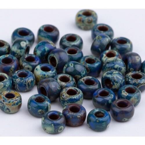 Taidian Miyuki Picasso Beads 8/0 Opaque Picasso Cobalt 4518 Boho For Handmade And Womens Jewelry Bracelet 3mm 5g/10g/bag