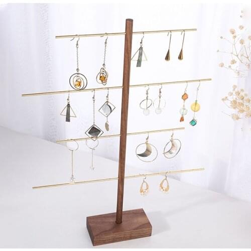 Jewelry Holder Necklace Earring for Women Jewelry Organizer Storage Earrings Display Stand Wood Earings Packaging Shelf Case