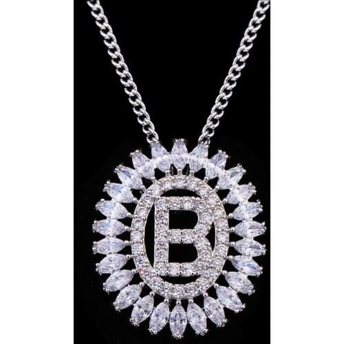 Emmaya Charm Pendant New Design Letter B Zircon Necklace for Women Fashion Wholesale Crystal Jewelry Gift