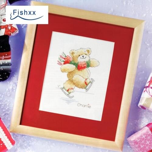European magazine Fishxx Cross Stitch Kit Crazy106-2 ski bear cute cartoon children bedroom painting
