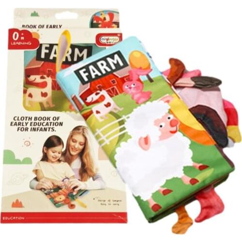 0-36M Baby Early Learning Toy Tail Cloth Book Parent-child Interactive Sound Paper Puzzle Cloth Book Rattle