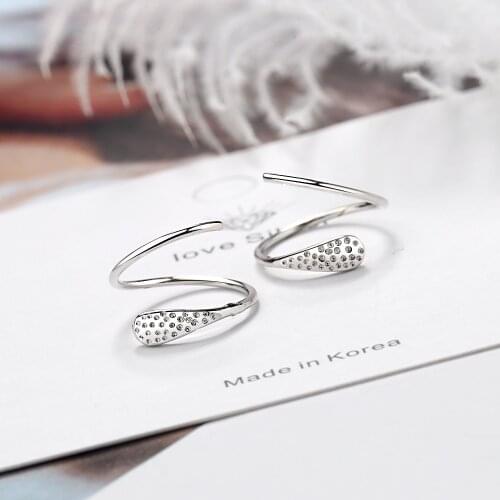 Exquisite Single Row Cubic Zircon Stud Earrings silver color Gold Wave Spiral Line Earrings for Women Girls Pendientes