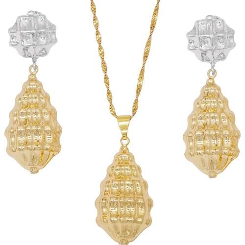 Elegant Wedding gold African Jewelry Sets for Women Gold Color rose flower Pendant Necklace Earrings Party Jewellery necklace