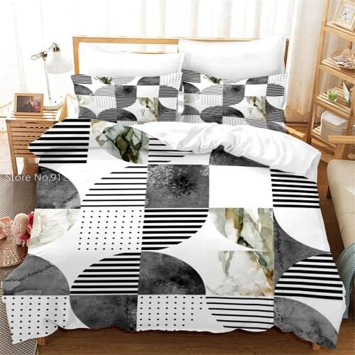 New Fashion Summer Bedding Set 2/3 Pcs Plant Geometry Pattern Printing Duvet Cover Room Garnish King Queen Size Customizable